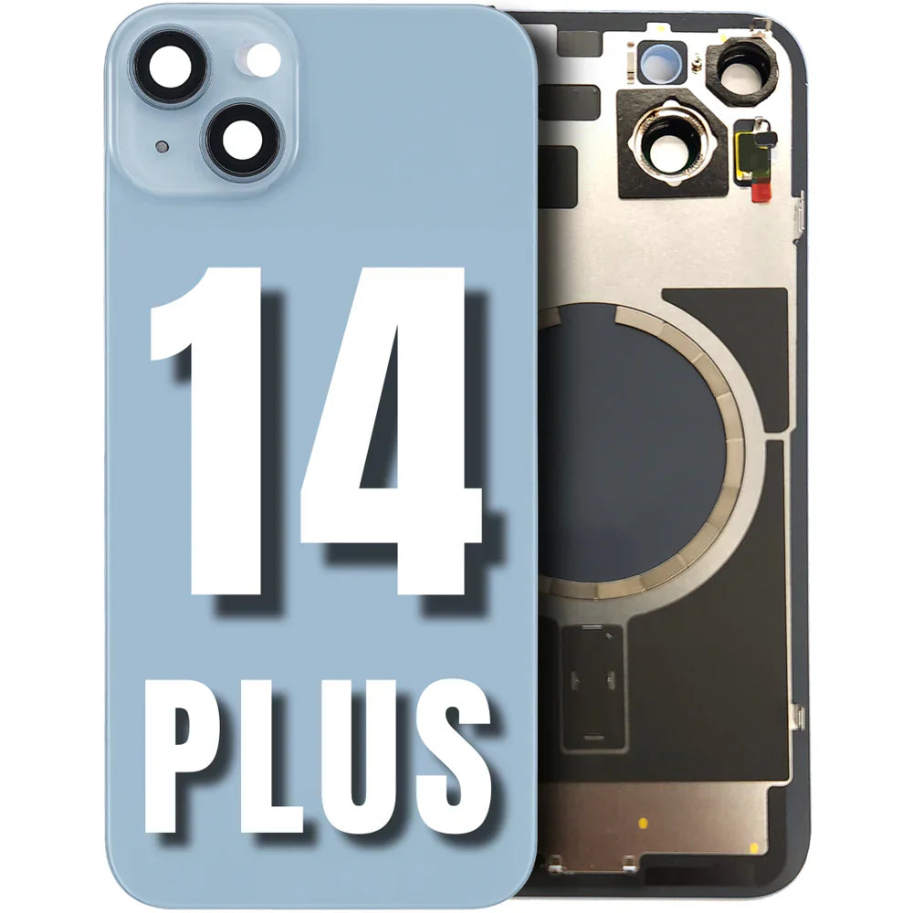 iPhone 14 Plus / Back Glass with Camera Lens / (With Logo) / Full Flex / Blue