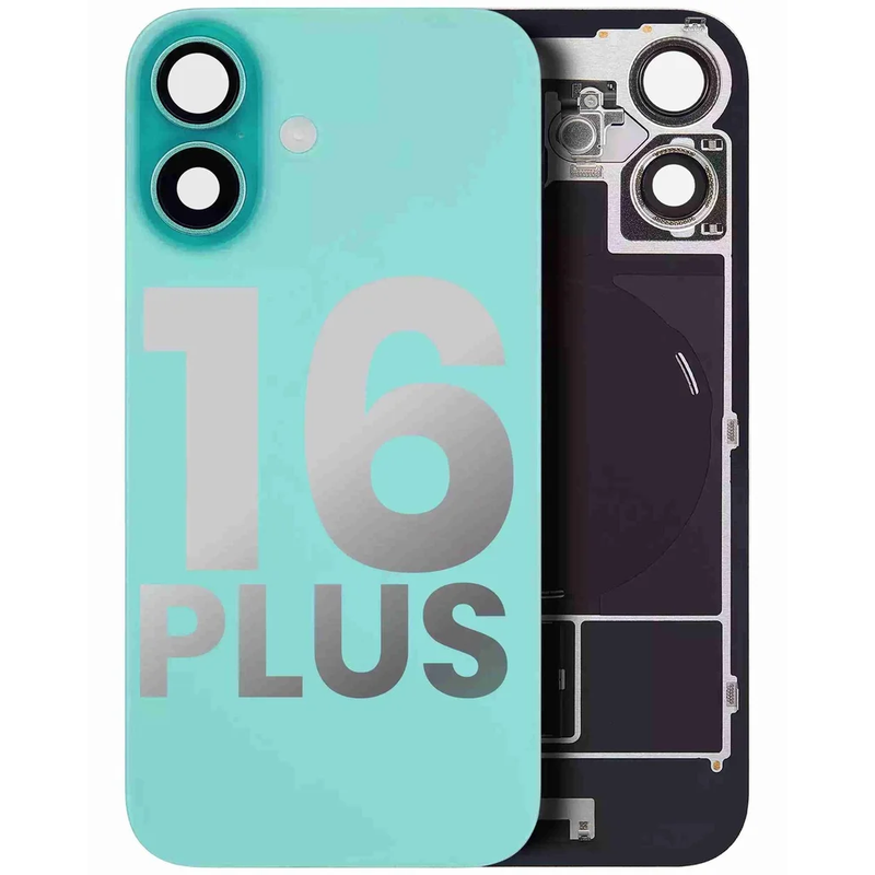 iPhone 16 Plus Back Glass with Camera Lens / (With Logo) / Full Flex / Teal