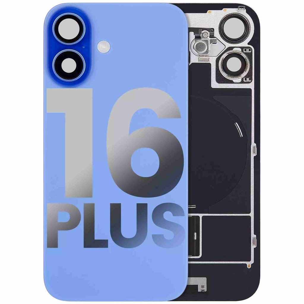 iPhone 16 Plus Back Glass with Camera Lens / (With Logo) / Full Flex / Ultramarine