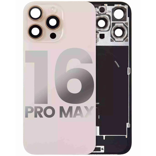 iPhone 16 Pro Max Back Glass with Camera Lens / (With Logo) / Full Flex / Desert Titanium