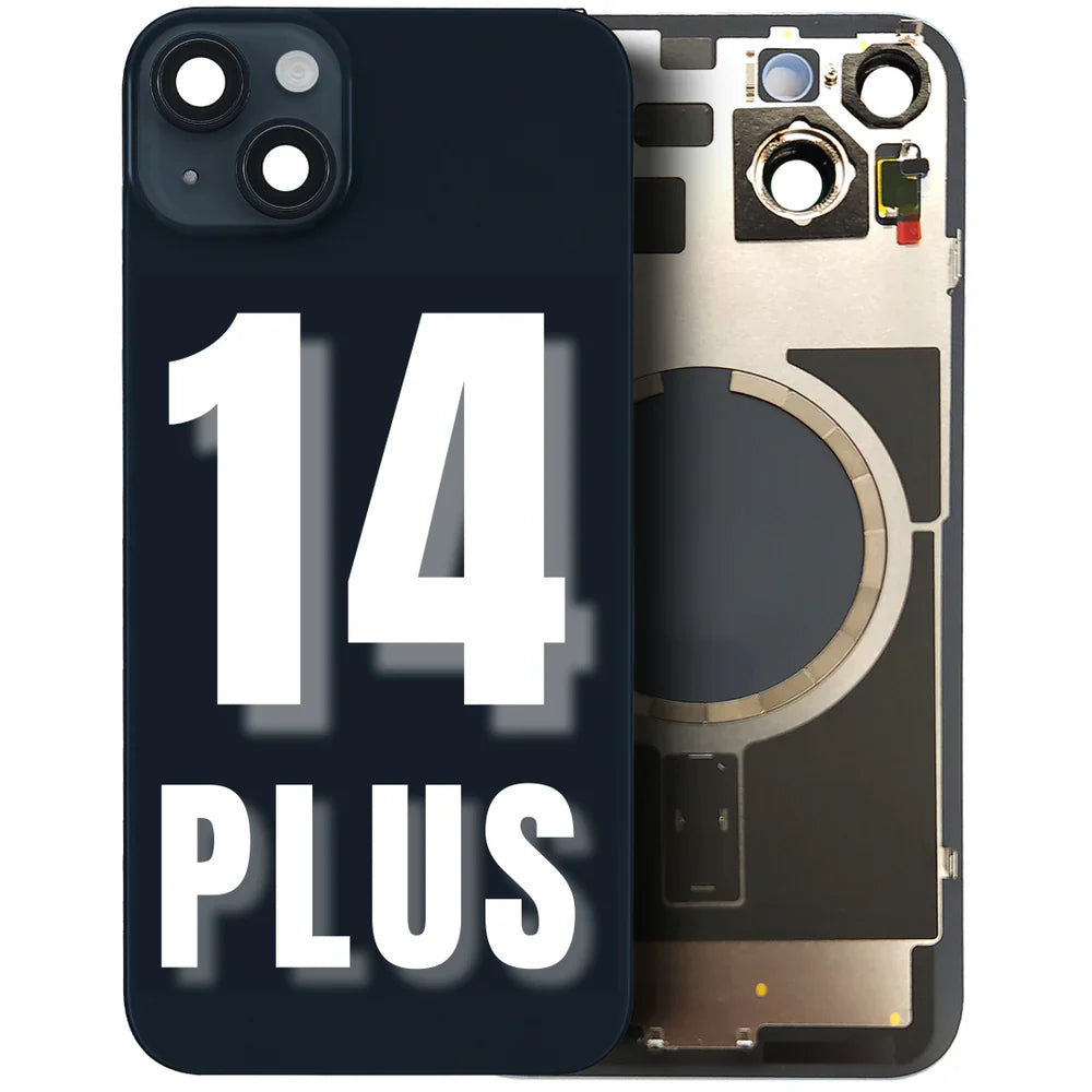 iPhone 14 Plus / Back Glass with Camera Lens / (With Logo) / Full Flex / Midnight