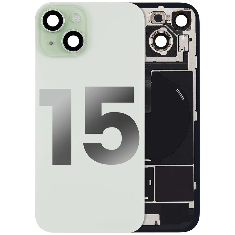 iPhone 15 / Back Glass with Camera Lens / (With Logo) / Full Flex / Green