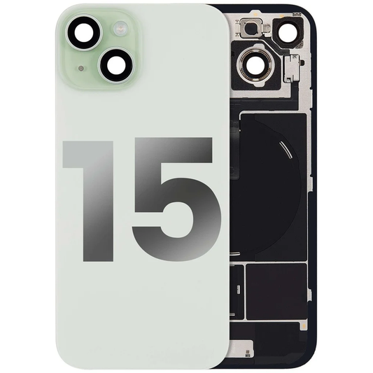 iPhone 15 / Back Glass with Camera Lens / (With Logo) / Full Flex / Green