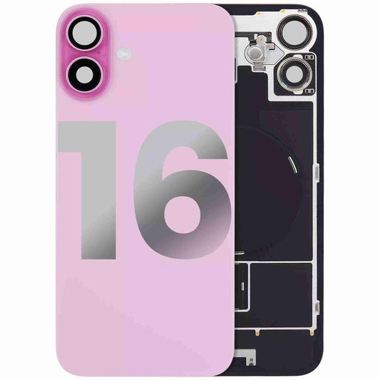iPhone 16 Back Glass with Camera Lens / (With Logo) / Full Flex / Pink