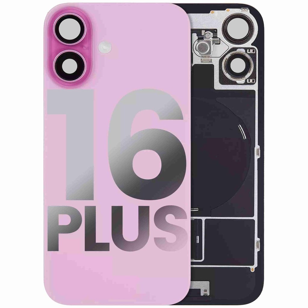iPhone 16 Plus Back Glass with Camera Lens / (With Logo) / Full Flex / Pink