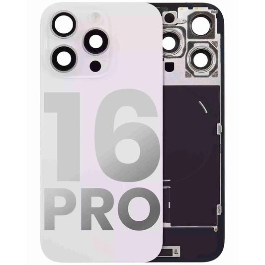 iPhone 16 Pro Back Glass with Camera Lens / (With Logo) / Full Flex / White Titanium