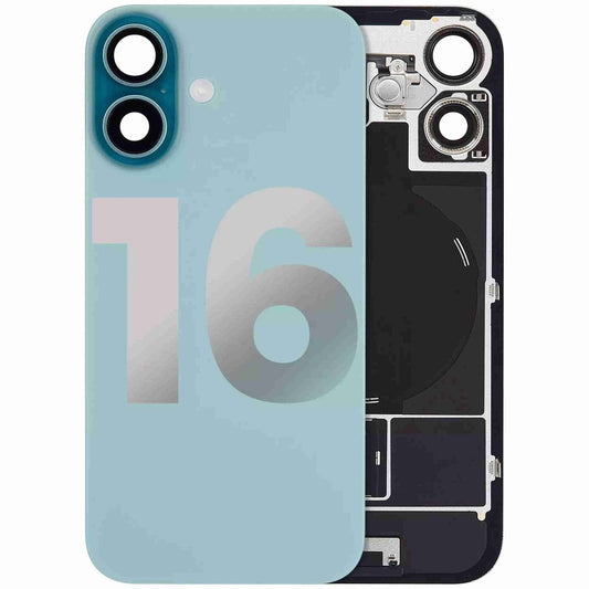 iPhone 16 Back Glass with Camera Lens / (With Logo) / Full Flex  / Teal