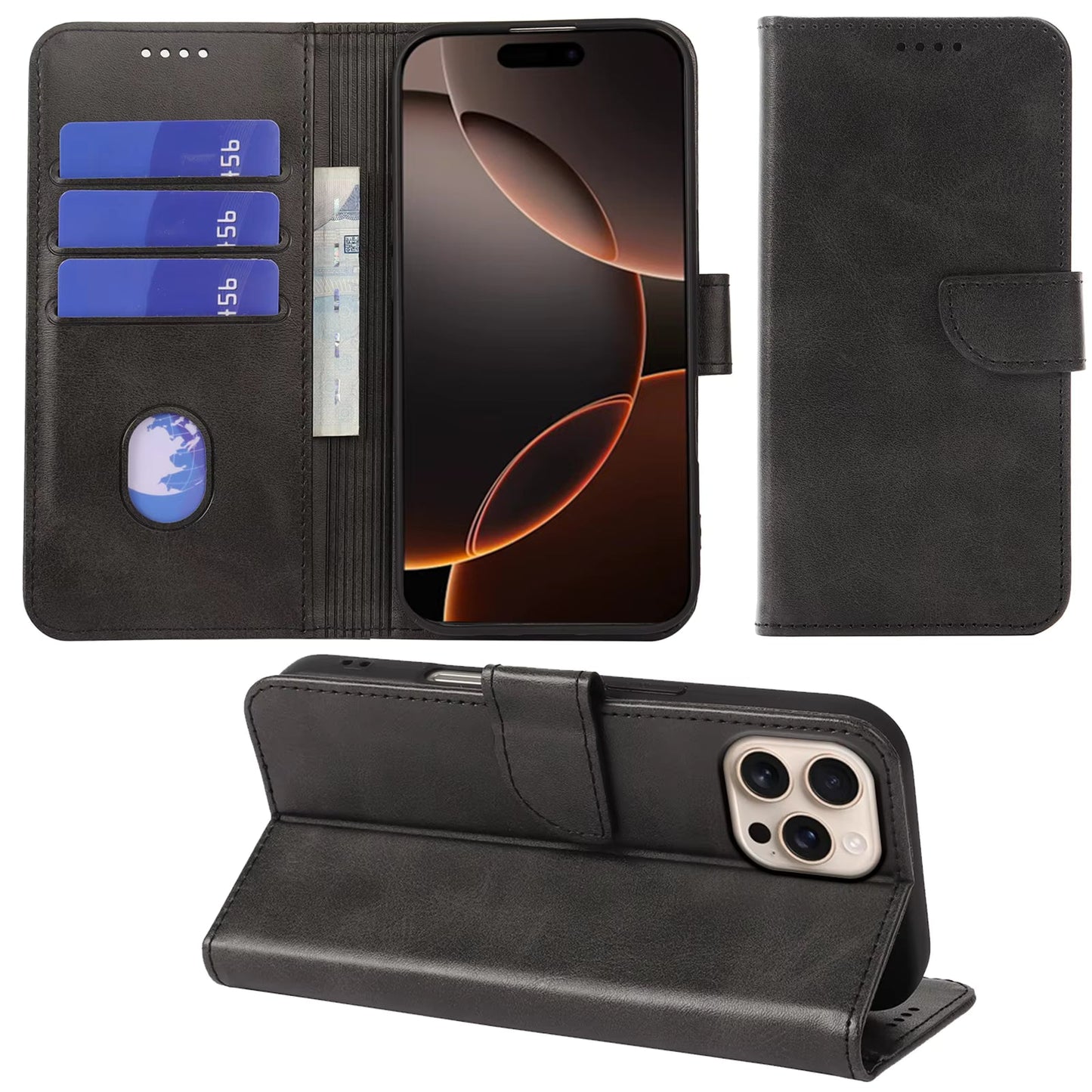 iPhone 12 Pro Max Wallet Case / Black