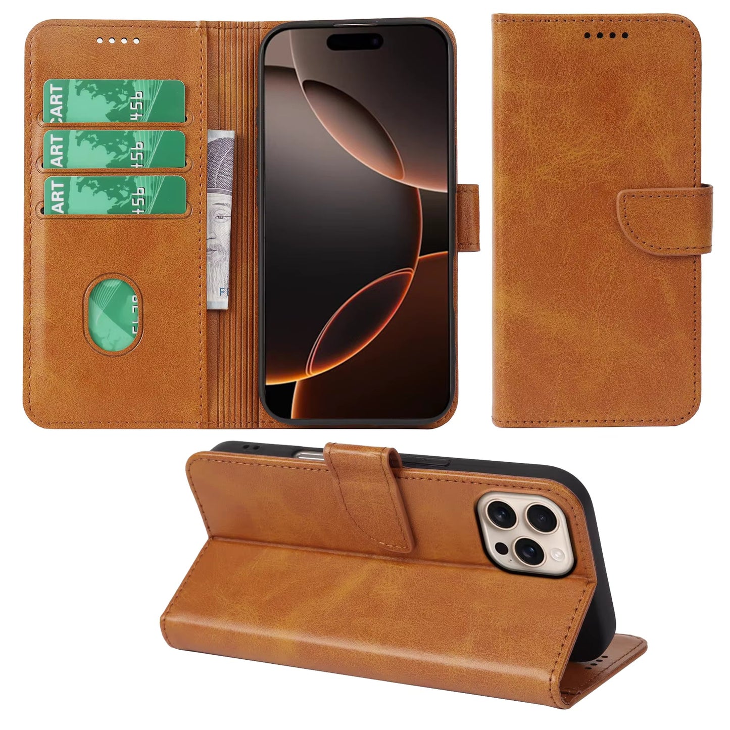 iPhone 15 Pro Wallet Case / Light Brown